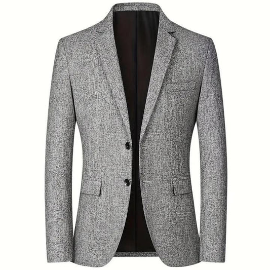 "Elegante herens blazer in marineblauw met klassiek ontwerp; veelzijdig voor elke gelegenheid en gemaakt van hoogwaardige sto