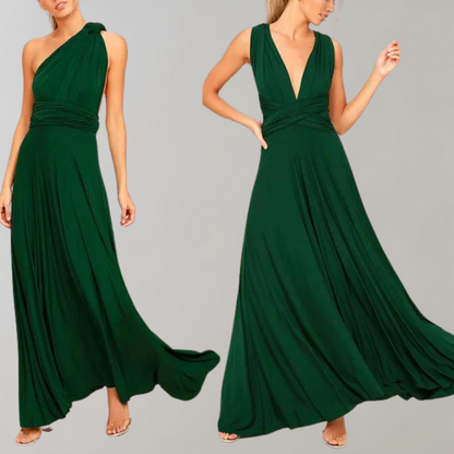 "Elegante Isabeau wikkeljurk in wijnrood, maxi-lengte met veelzijdige pasvorm en ademende stof voor zomerdagen."