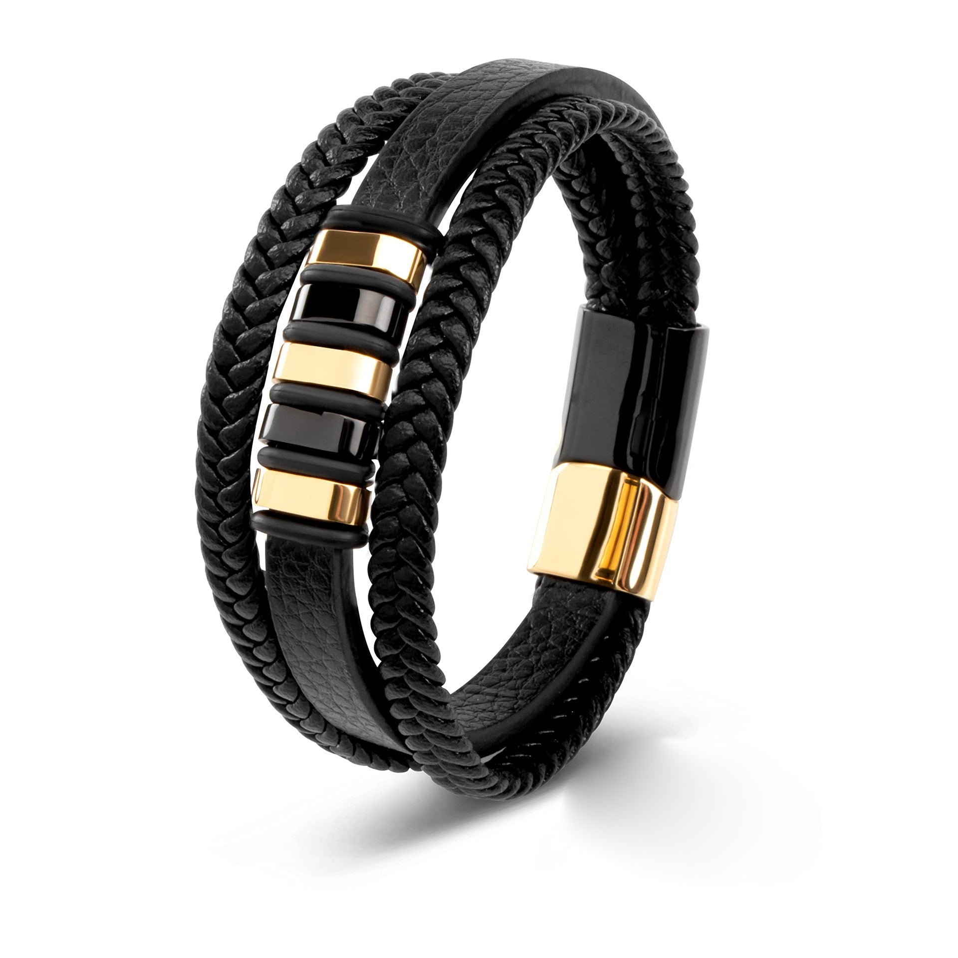 "Elegante verstelbare lederen armband met mannelijke uitstraling en magnetische sluiting, perfect voor moderne mannenstijl."