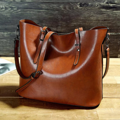"Elegante vintage lederen schoudertas in klassieke tinten, krasbestendig en waterdicht, perfect voor elke gelegenheid."