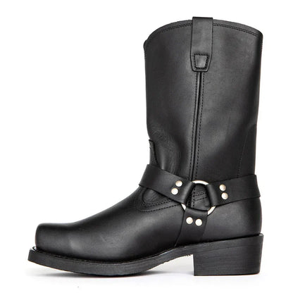 "Elegante, waterdichte cowboylaarzen voor heren met hoge schacht en vierkante hak, ideaal voor alle gelegenheden."