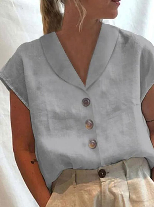 Elegante winterblouse voor dames in moderne stijl, beige kleur met verfijnde details, ideaal voor werk of formele gelegenhede