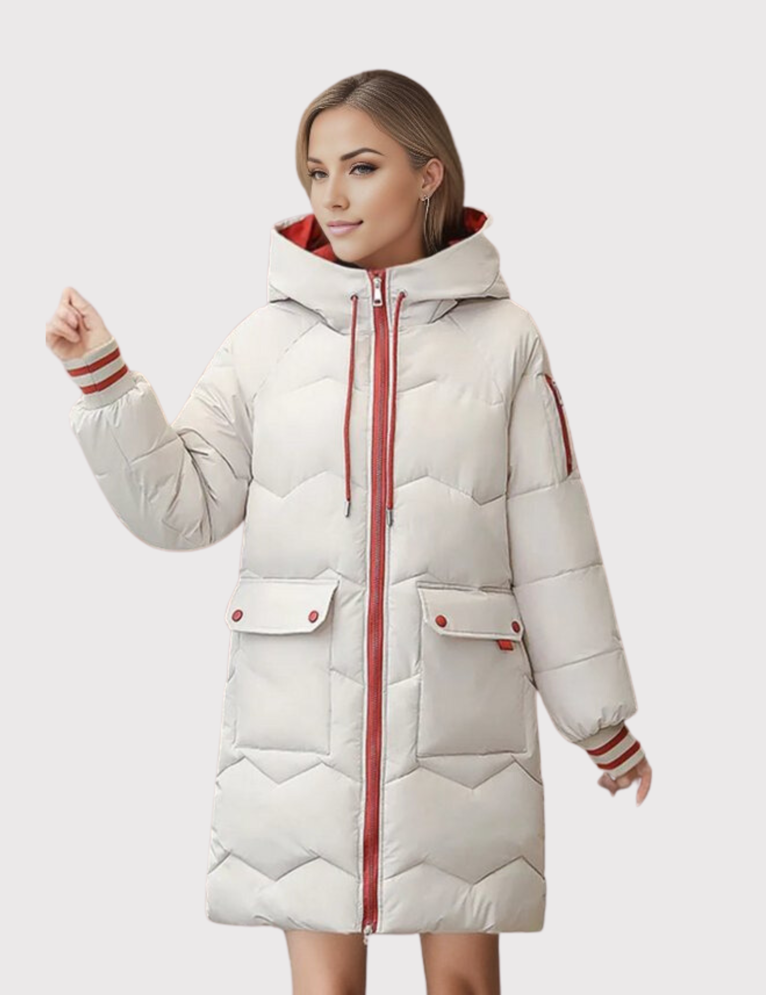 "Elegante winterparka met getailleerde snit en zachte kapuchon voor dames, ideale isolatie voor koude dagen."