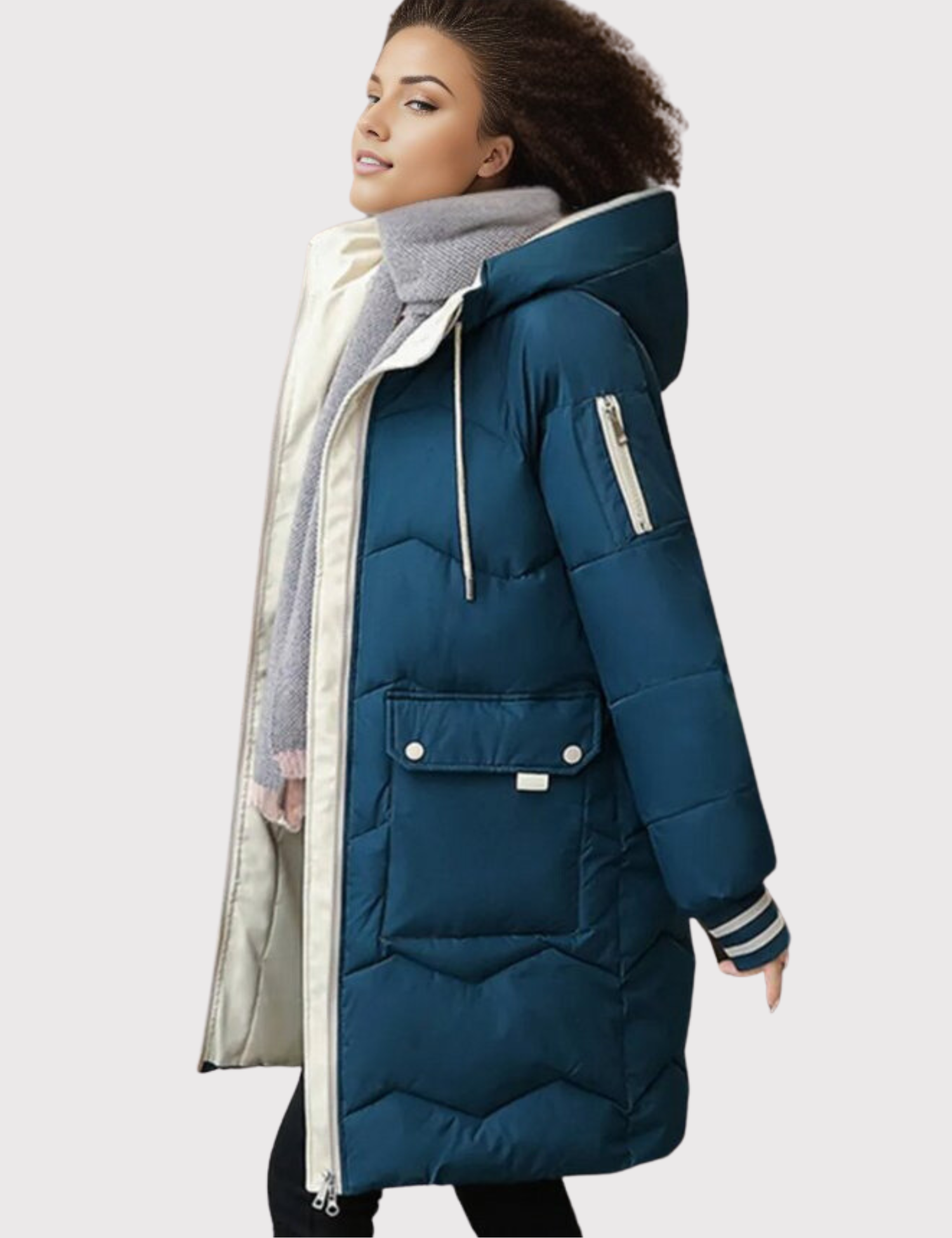 "Elegante winterparka met getailleerde snit en zachte kapuchon voor dames, ideale isolatie voor koude dagen."