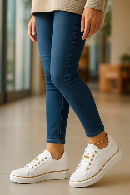 Elegante witte orthopedische damesschoenen met comfortabele pasvorm en tijdloos design. Perfect voor elke gelegenheid.