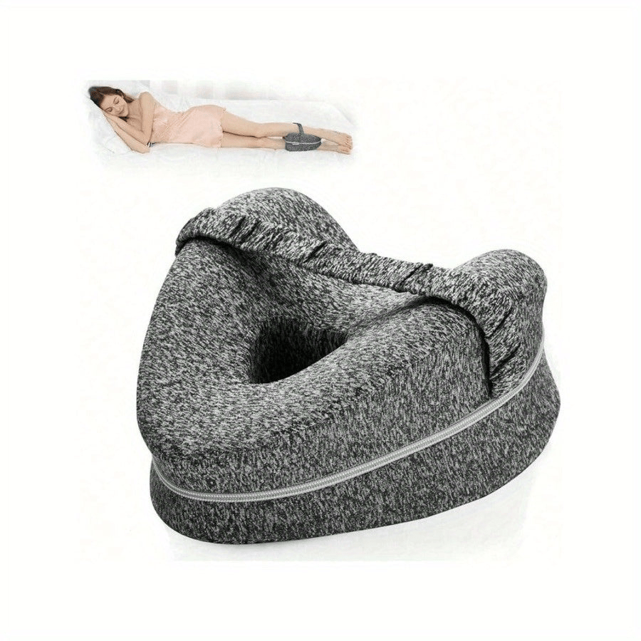 Ergonomisch memory foam kniekussen, wit, voor zijslapers; verlicht gewrichtspijn en bevordert rug- en heupuitlijning.