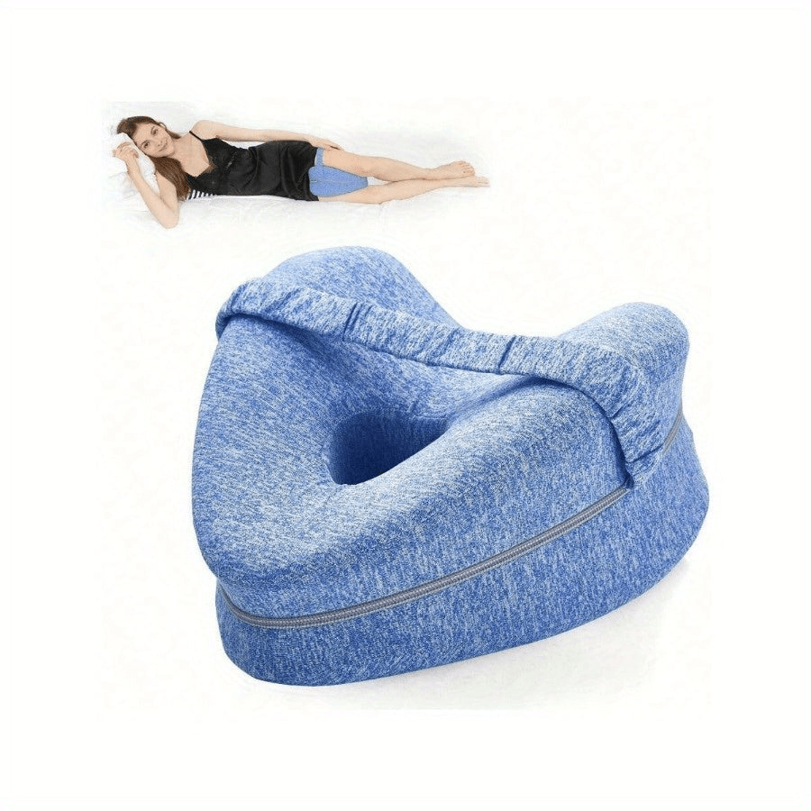 Ergonomisch memory foam kniekussen, wit, voor zijslapers; verlicht gewrichtspijn en bevordert rug- en heupuitlijning.