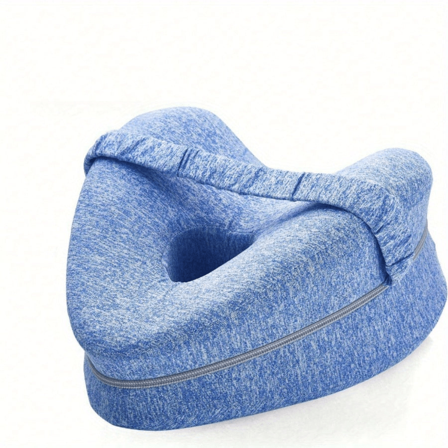 Ergonomisch memory foam kniekussen, wit, voor zijslapers; verlicht gewrichtspijn en bevordert rug- en heupuitlijning.