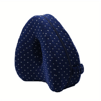 Ergonomisch memory foam kniekussen, wit, voor zijslapers; verlicht gewrichtspijn en bevordert rug- en heupuitlijning.
