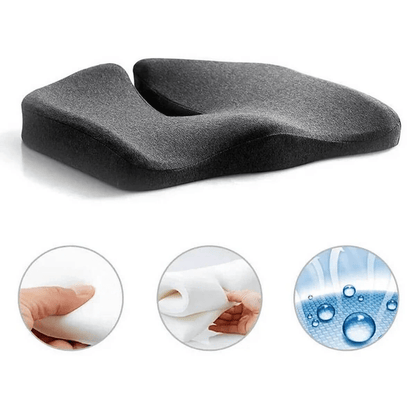 Ergonomisch zitkussen, drukverlagend, ademend materiaal, modern design, comfortabele ondersteuning rug en heupen.