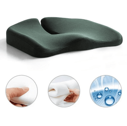 Ergonomisch zitkussen, drukverlagend, ademend materiaal, modern design, comfortabele ondersteuning rug en heupen.