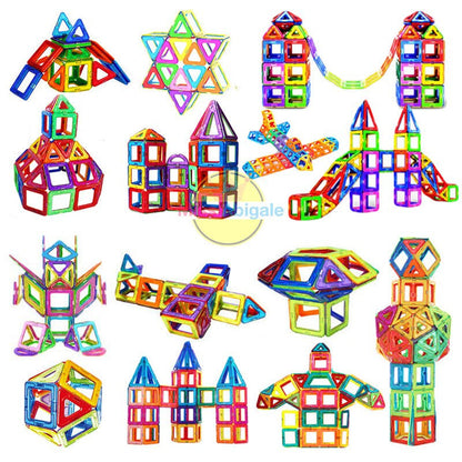"Felgekleurde magnetische bouwblokken voor kinderen, geschikt voor diverse structuren en creaties, stimuleert creativiteit."