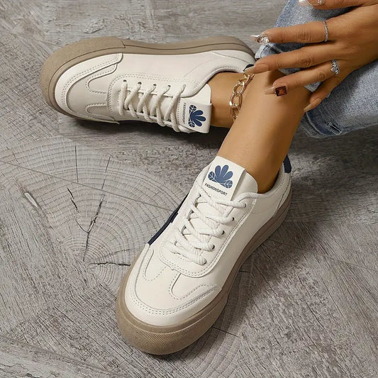 Fleur orthopedische sneakers voor dames, blauw en bruin, stijlvol en comfortabel, met ademend en duurzaam materiaal.