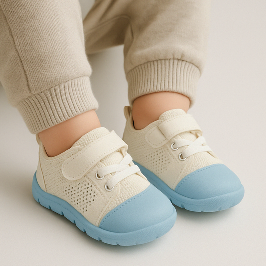 Flexibele Ember barefoot babyschoenen, zacht en ademend, met antislip zool. Perfect voor comfort en natuurlijke voetontwikkel
