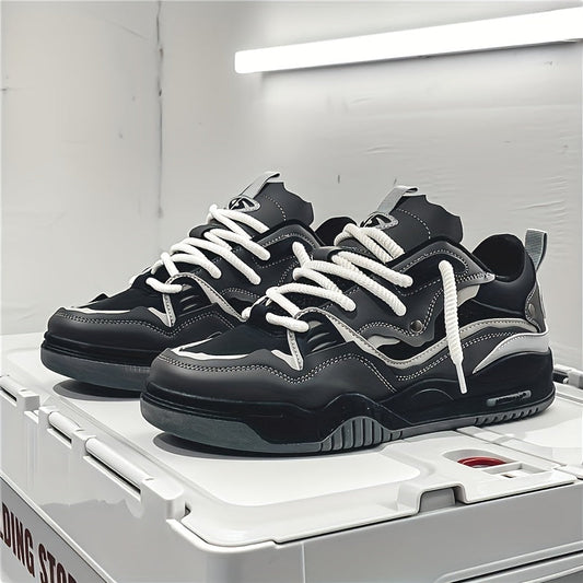 "Geometrische Ryker sneakers in geel, grijs of zwart voor heren, met ademend PU-materiaal en duurzame rubberzool."