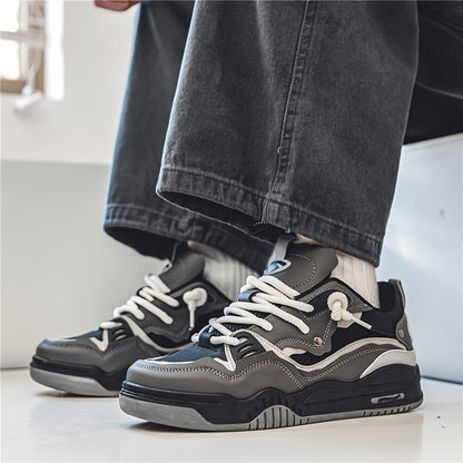 "Geometrische Ryker sneakers in geel, grijs of zwart voor heren, met ademend PU-materiaal en duurzame rubberzool."