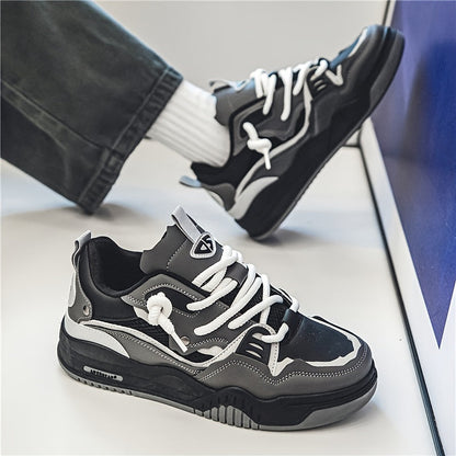 "Geometrische Ryker sneakers in geel, grijs of zwart voor heren, met ademend PU-materiaal en duurzame rubberzool."