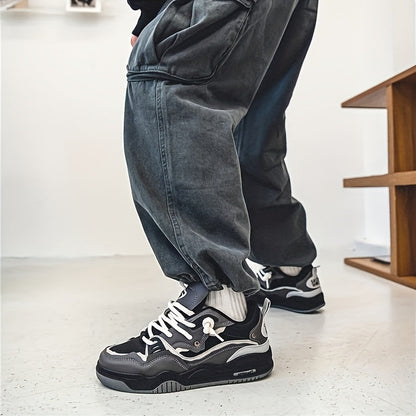 "Geometrische Ryker sneakers in geel, grijs of zwart voor heren, met ademend PU-materiaal en duurzame rubberzool."