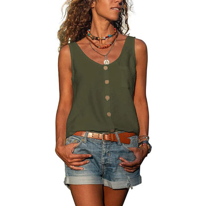 "Grijze mouwloze dames top, elegant en comfortabel, zomerse uitstraling, ademend materiaal, perfect voor elke gelegenheid."