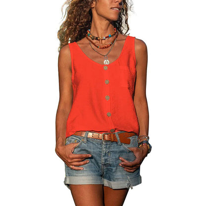 "Grijze mouwloze dames top, elegant en comfortabel, zomerse uitstraling, ademend materiaal, perfect voor elke gelegenheid."