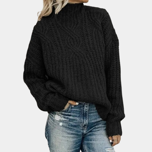 Grijze zacht gebreide damestrui, comfortabel en stijlvol design, perfect voor koude dagen, verkrijgbaar in diverse kleuren.