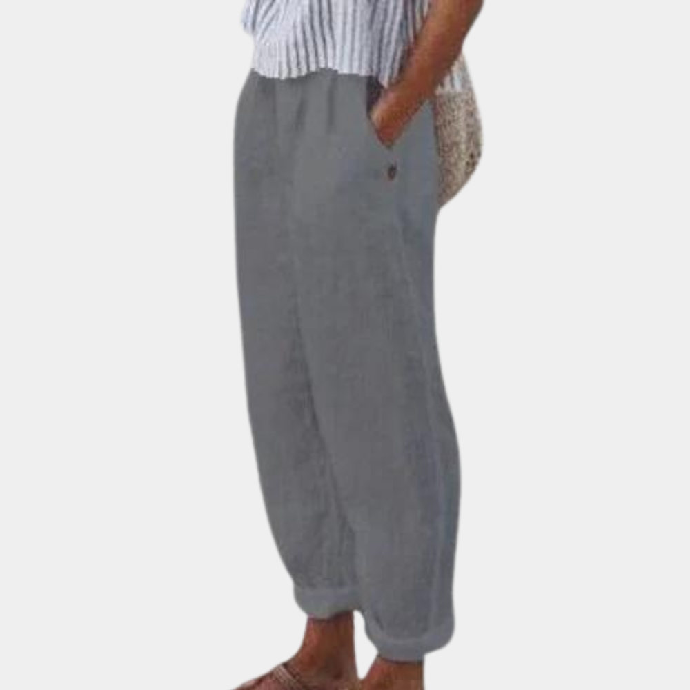 "Groene dames cropped broek, stijlvol en comfortabel met elastische tailleband, gemaakt van ademende stof voor elke gelegenhe