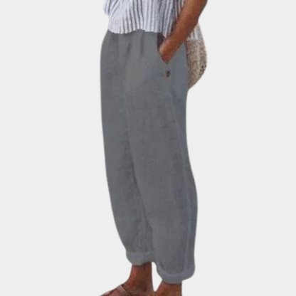 "Groene dames cropped broek, stijlvol en comfortabel met elastische tailleband, gemaakt van ademende stof voor elke gelegenhe