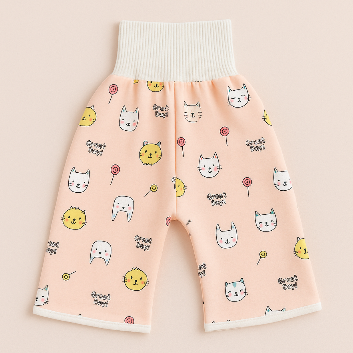 "Herbruikbare baby training pants, comfortabel en milieuvriendelijk, met schattige blauwe beertjes en roze hondjes patroon."