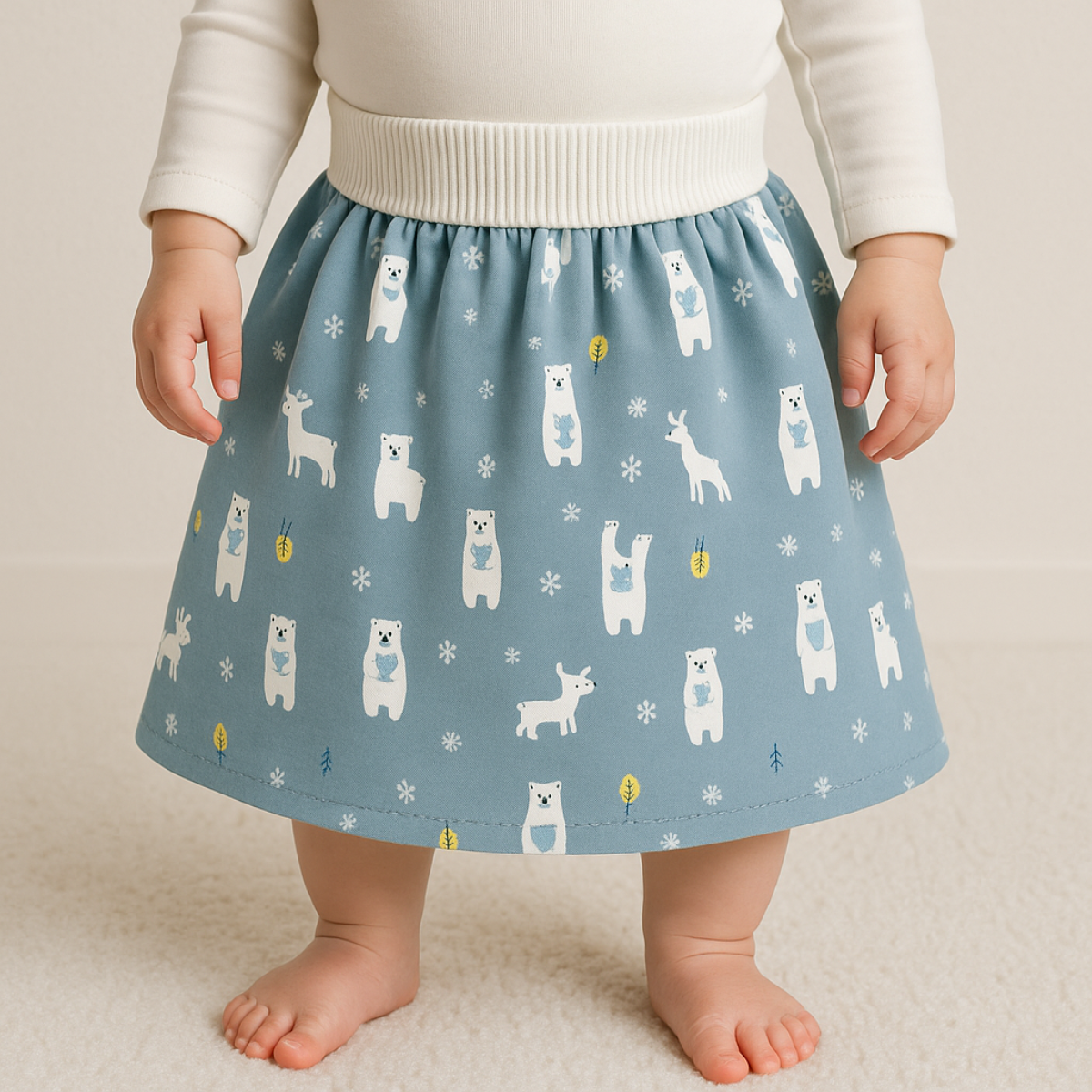 "Herbruikbare baby training pants, comfortabel en milieuvriendelijk, met schattige blauwe beertjes en roze hondjes patroon."