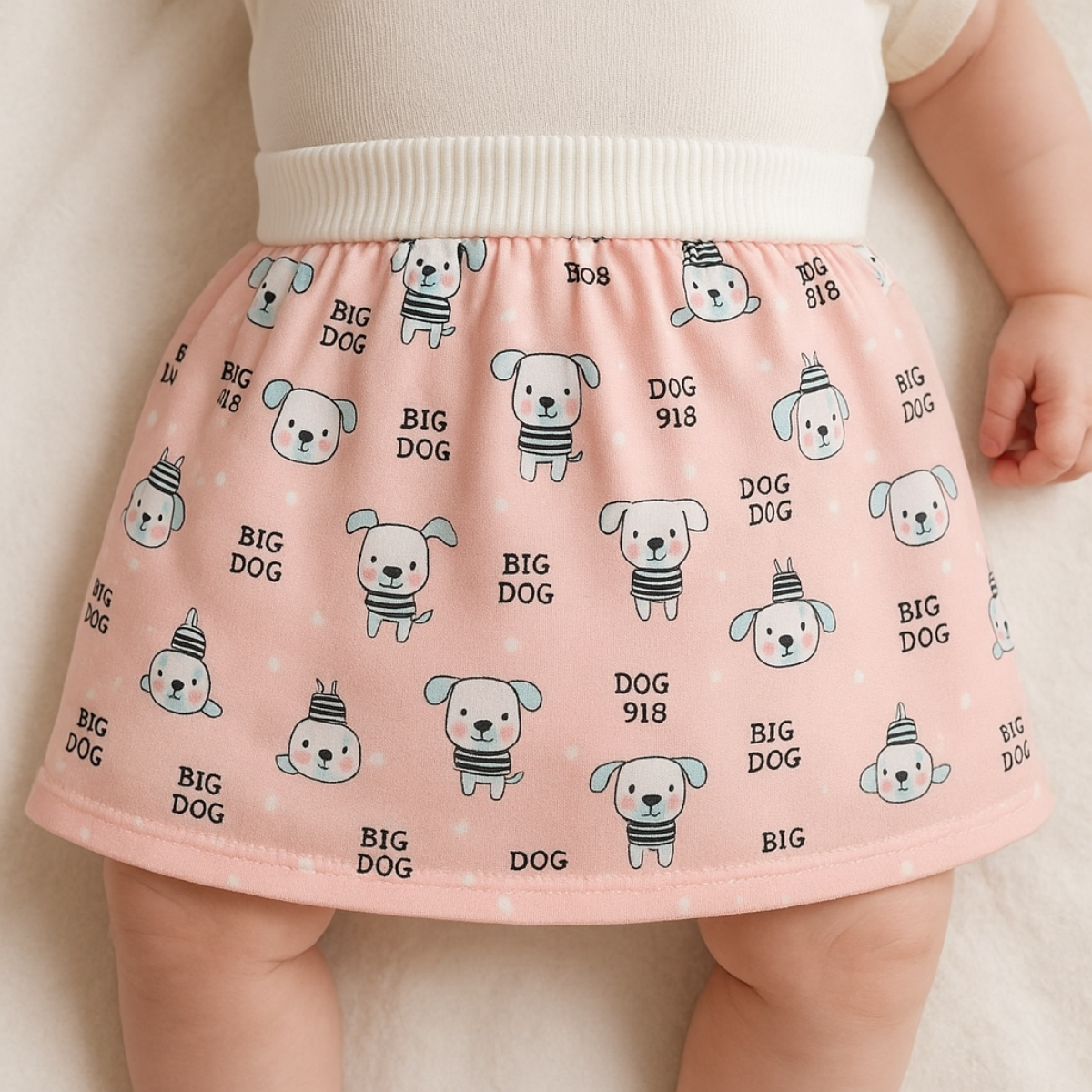"Herbruikbare baby training pants, comfortabel en milieuvriendelijk, met schattige blauwe beertjes en roze hondjes patroon."