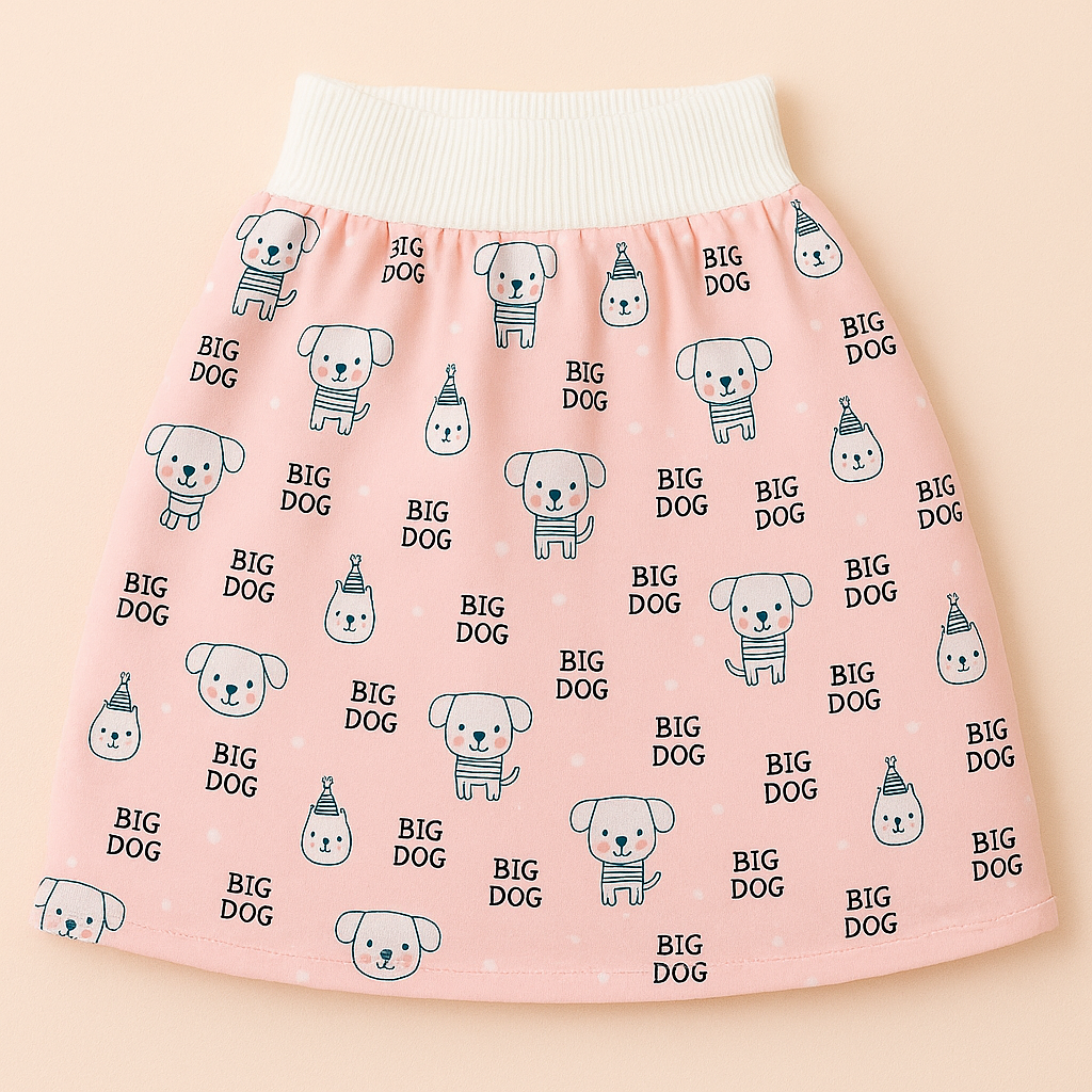 "Herbruikbare baby training pants, comfortabel en milieuvriendelijk, met schattige blauwe beertjes en roze hondjes patroon."
