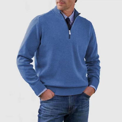 "Heren casual trui, halve rits, diverse kleuren, stijlvolle kraag, veelzijdig en comfortabel design. Perfect voor elke gelege