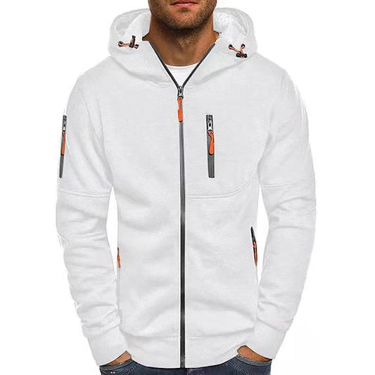 "Heren hoodie met capuchon, zachte grijze stof, casual en modieus design, trekkoord en dubbele capuchonlaag voor extra warmte