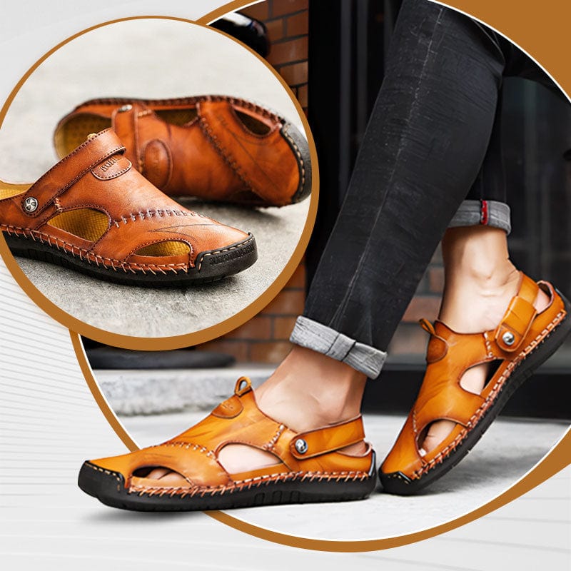 "Heren leren sandalen: klassiek design, duurzaam leer, comfortabele pasvorm, ideaal voor elke outfit."