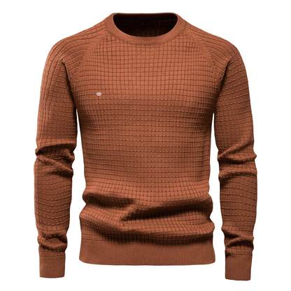 "Heren trui met klassieke O-hals, effen kleuren, 100% katoen, comfortabel en warm, geschikt voor diverse gelegenheden."