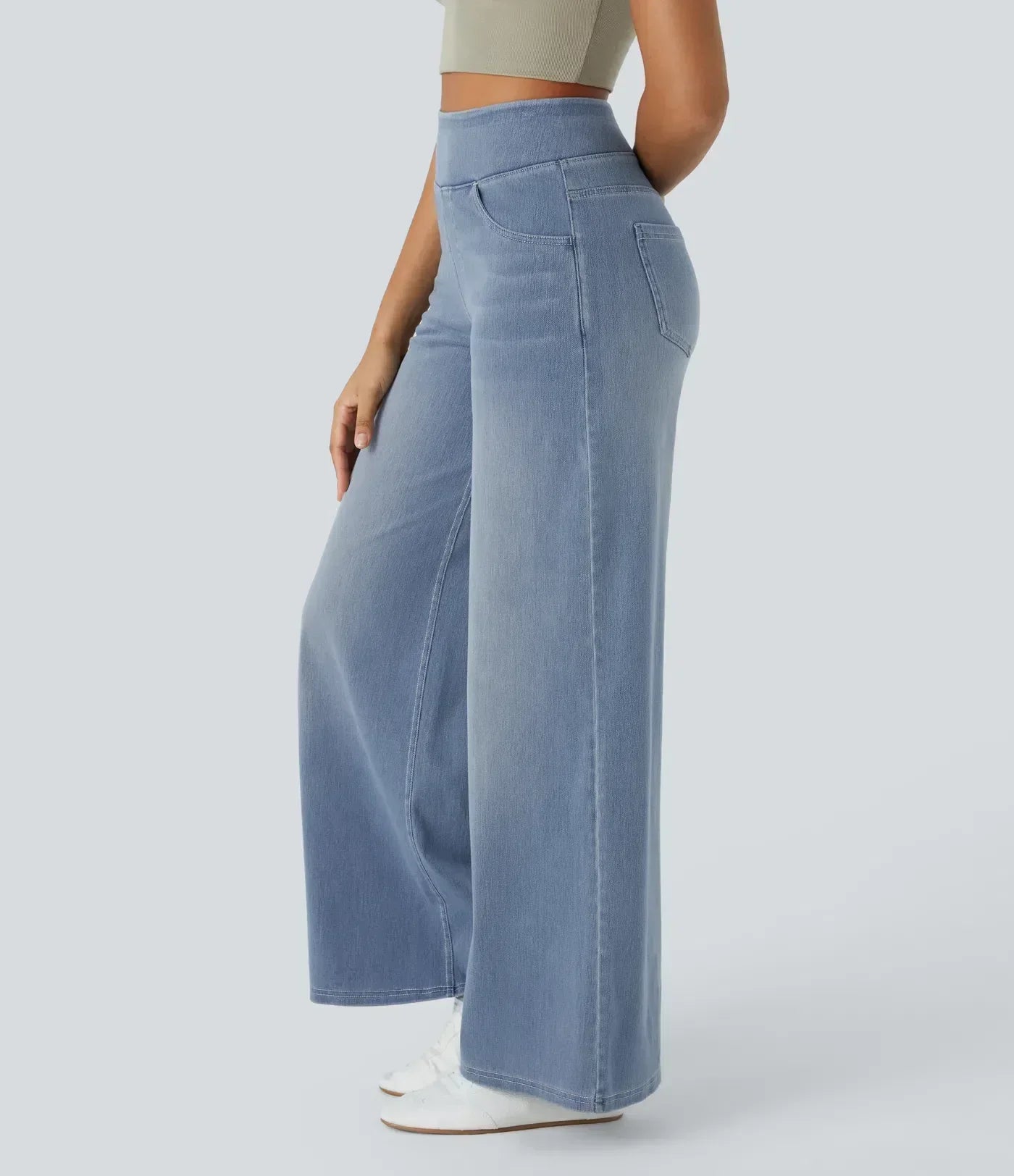 "Hoge taille broek voor vrouwen, elastische stretch, stijlvol zwart, comfortabele en ademende stof, perfect voor elke gelegen