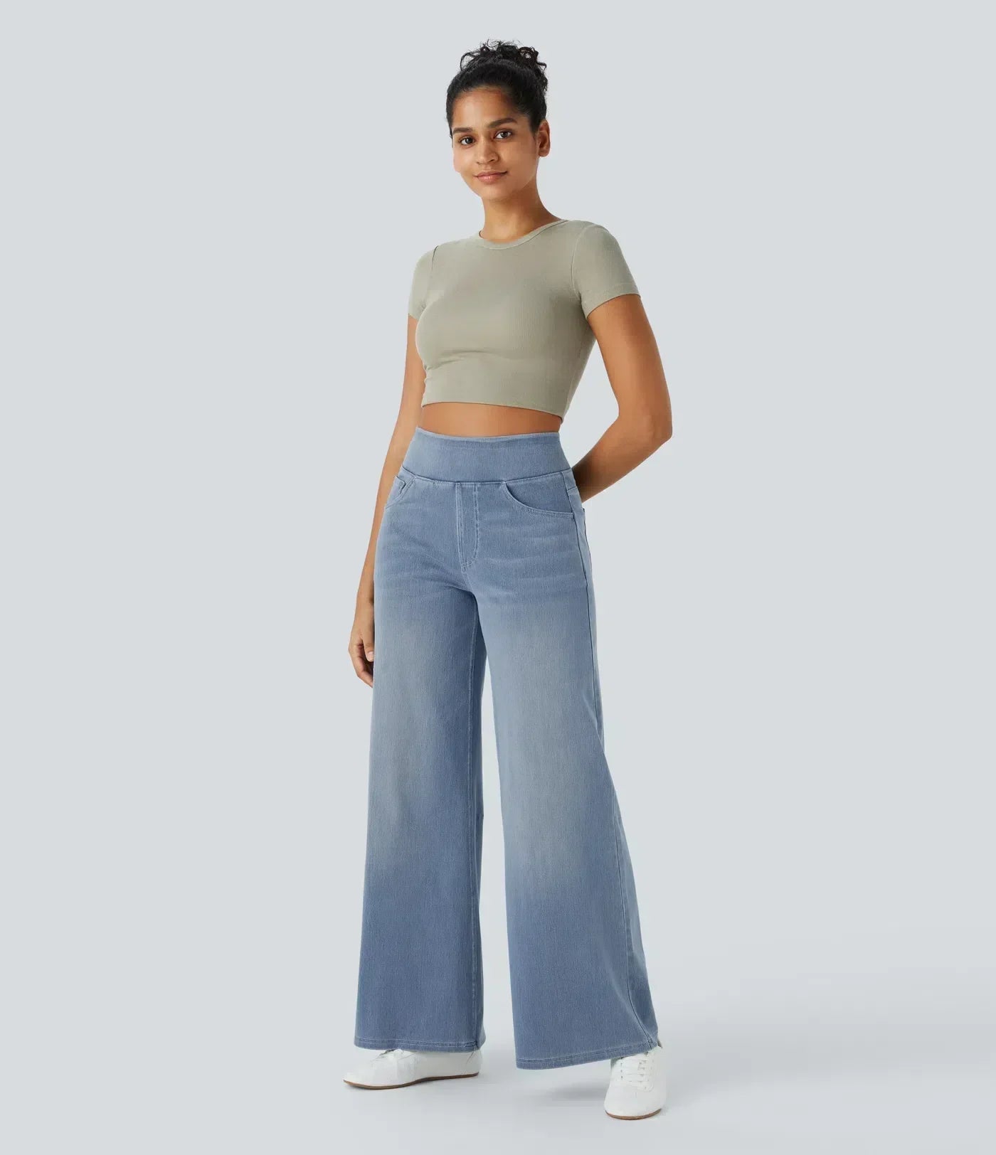 "Hoge taille broek voor vrouwen, elastische stretch, stijlvol zwart, comfortabele en ademende stof, perfect voor elke gelegen