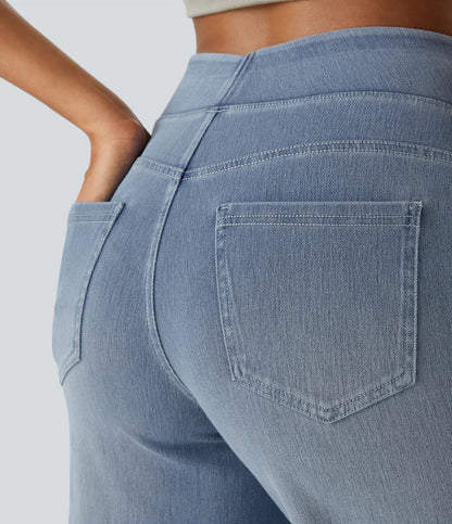 "Hoge taille broek voor vrouwen, elastische stretch, stijlvol zwart, comfortabele en ademende stof, perfect voor elke gelegen