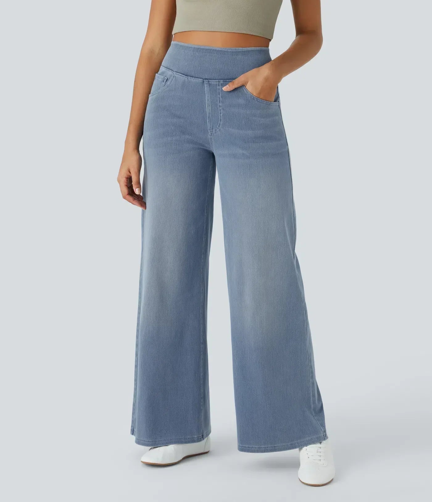 "Hoge taille broek voor vrouwen, elastische stretch, stijlvol zwart, comfortabele en ademende stof, perfect voor elke gelegen