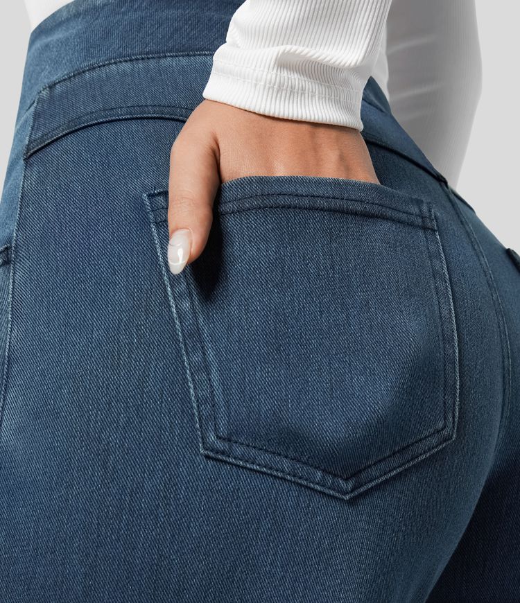 "Hoge taille broek voor vrouwen, elastische stretch, stijlvol zwart, comfortabele en ademende stof, perfect voor elke gelegen