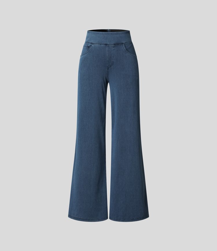 "Hoge taille broek voor vrouwen, elastische stretch, stijlvol zwart, comfortabele en ademende stof, perfect voor elke gelegen