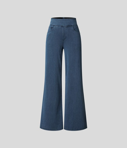 "Hoge taille broek voor vrouwen, elastische stretch, stijlvol zwart, comfortabele en ademende stof, perfect voor elke gelegen