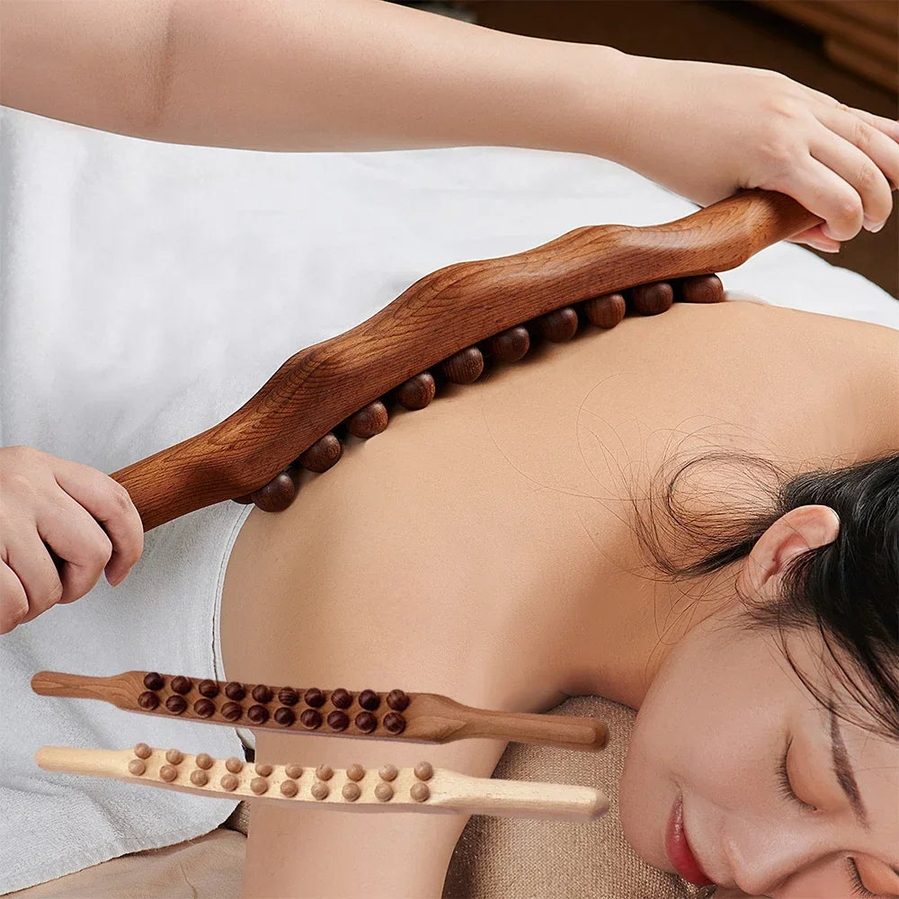 "Houten Gua Sha Stick, natuurhout, rug- en schoudermassage, ergonomisch ontwerp, bevordert bloedsomloop, stressverlichting"