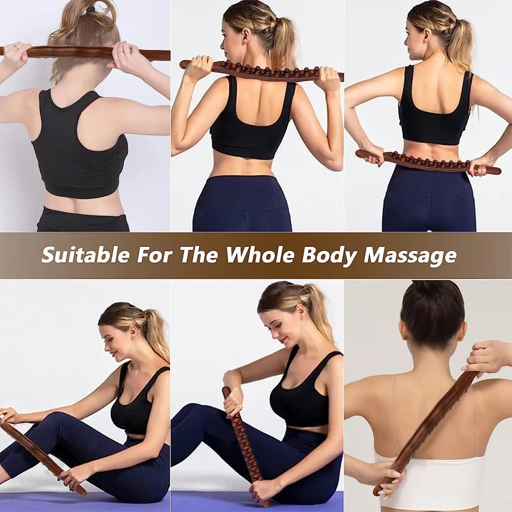 "Houten Gua Sha Stick, natuurhout, rug- en schoudermassage, ergonomisch ontwerp, bevordert bloedsomloop, stressverlichting"