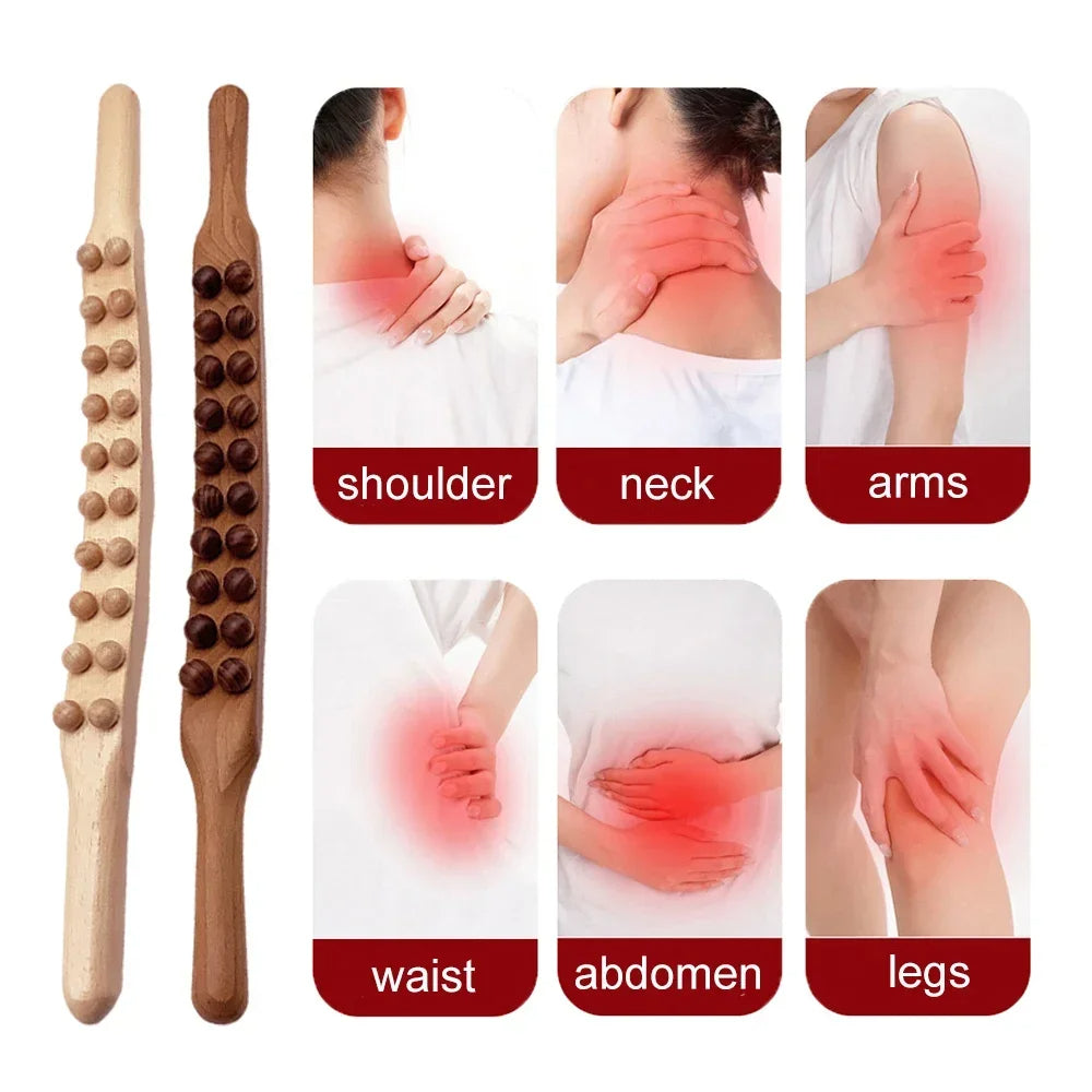"Houten Gua Sha Stick, natuurhout, rug- en schoudermassage, ergonomisch ontwerp, bevordert bloedsomloop, stressverlichting"