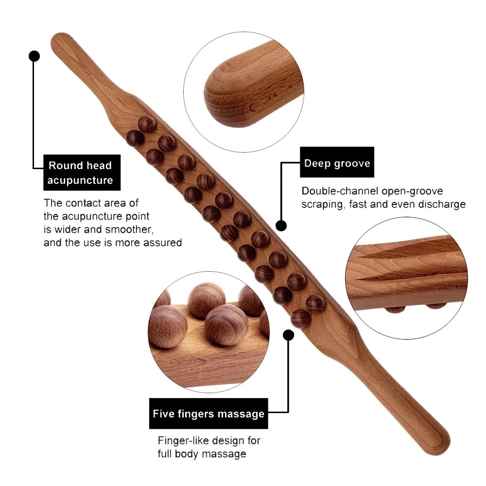 "Houten Gua Sha Stick, natuurhout, rug- en schoudermassage, ergonomisch ontwerp, bevordert bloedsomloop, stressverlichting"