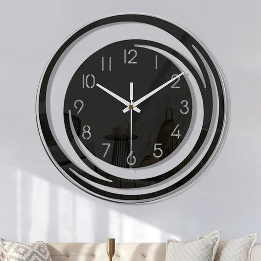 "InfinityGlow Wandklok met stil mechanisme, strak minimalistisch design, elegante look voor moderne interieurs."