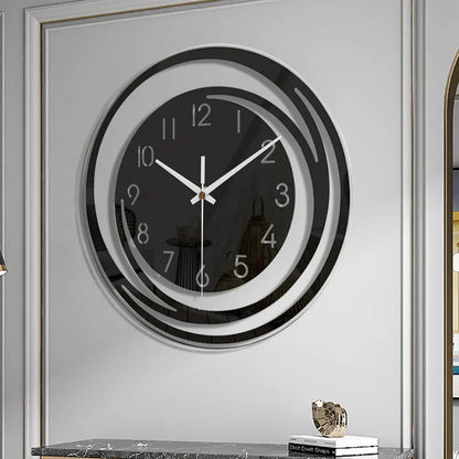 "InfinityGlow Wandklok met stil mechanisme, strak minimalistisch design, elegante look voor moderne interieurs."