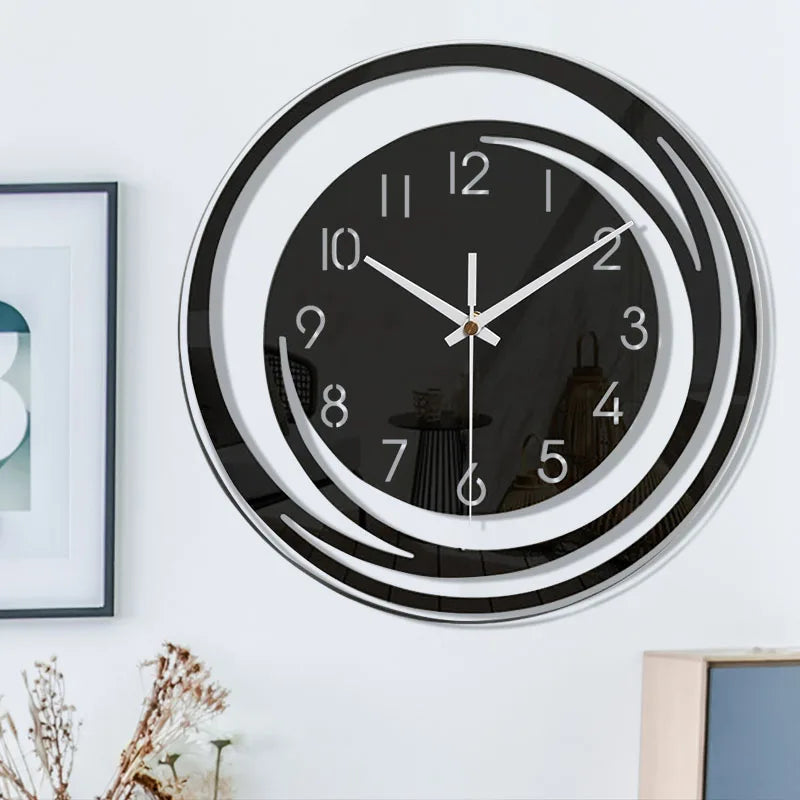 "InfinityGlow Wandklok met stil mechanisme, strak minimalistisch design, elegante look voor moderne interieurs."