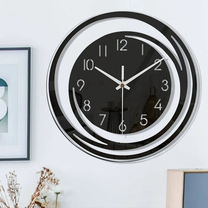 "InfinityGlow Wandklok met stil mechanisme, strak minimalistisch design, elegante look voor moderne interieurs."